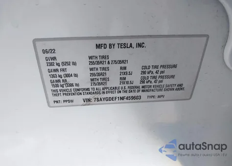 2022 Tesla Model Y Performance Dual Motor All-Wheel Drive from USA, damaged, VIN 7SAYGDEF1NF459603